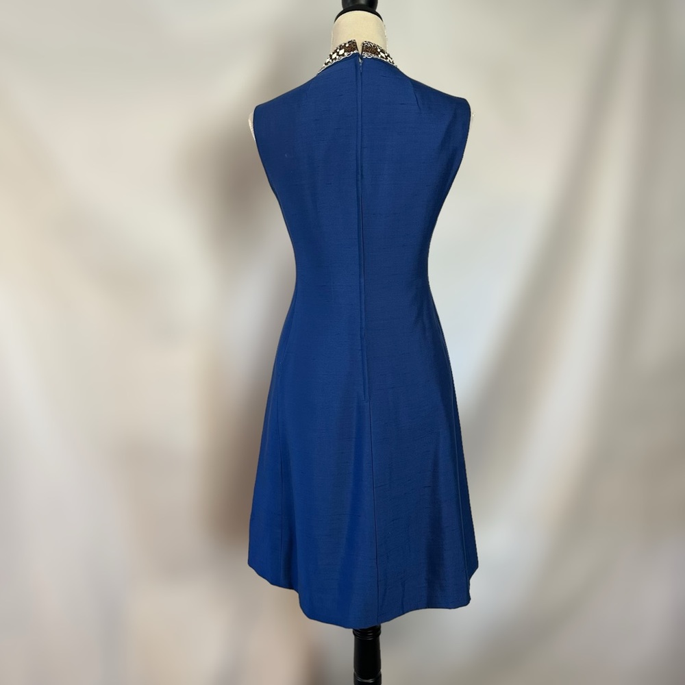 Vintage Lillie Rubin Union Made 70s Fit Flare Blue Dress Sz S - Picture 7 of 13